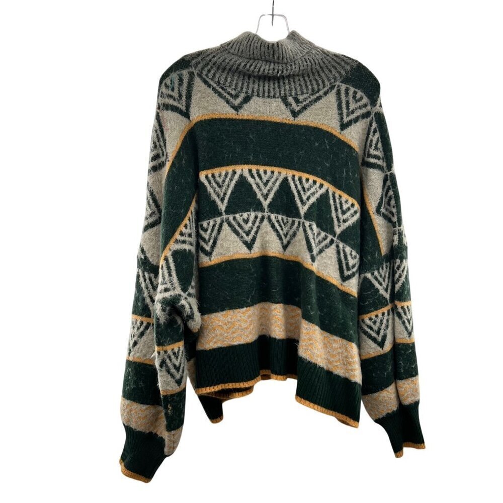 Davi & Dani Women's Turtleneck Sweater Green/Multi Knit Size 3XL